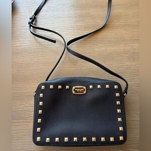 Michael Kors Black Crossbody Bag with Gold Studs